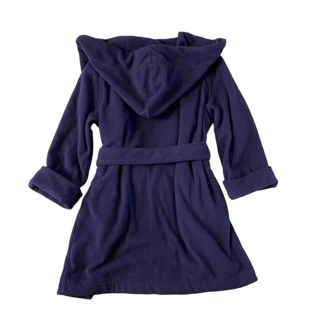 Lands’ End Navy Hooded Fleece Robe With Monogram P Size 3T